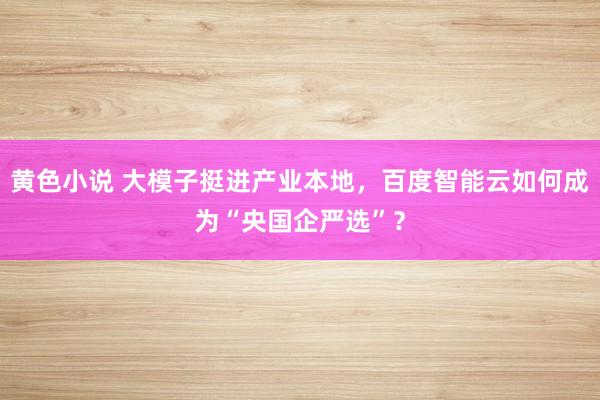 黄色小说 大模子挺进产业本地，百度智能云如何成为“央国企严选”？