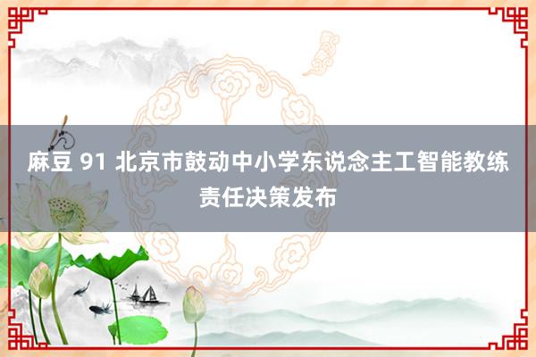 麻豆 91 北京市鼓动中小学东说念主工智能教练责任决策发布