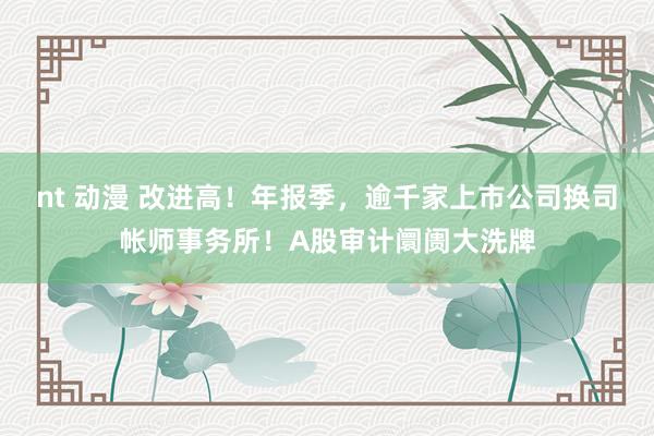 nt 动漫 改进高！年报季，逾千家上市公司换司帐师事务所！A股审计阛阓大洗牌