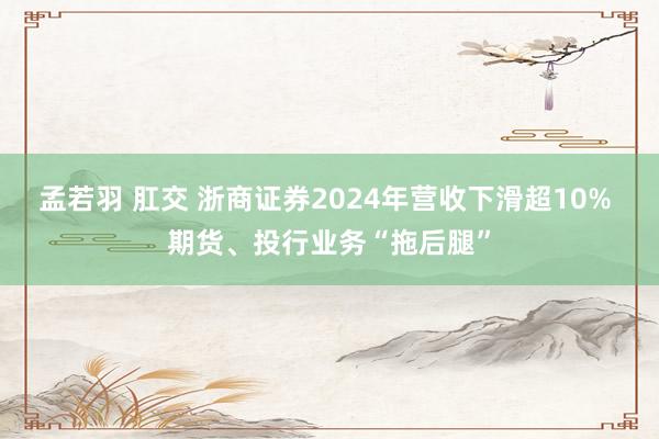 孟若羽 肛交 浙商证券2024年营收下滑超10% 期货、投行业务“拖后腿”