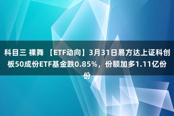 科目三 裸舞 【ETF动向】3月31日易方达上证科创板50成份ETF基金跌0.85%，份额加多1.11亿份