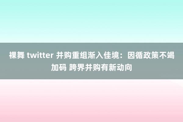裸舞 twitter 并购重组渐入佳境：因循政策不竭加码 跨界并购有新动向